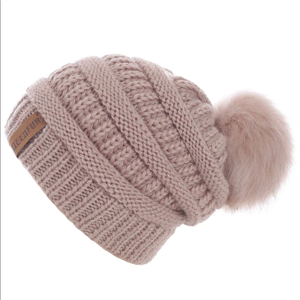 Dusty Rose 5⭐️ Rated Slouchy Beanie w Fur …